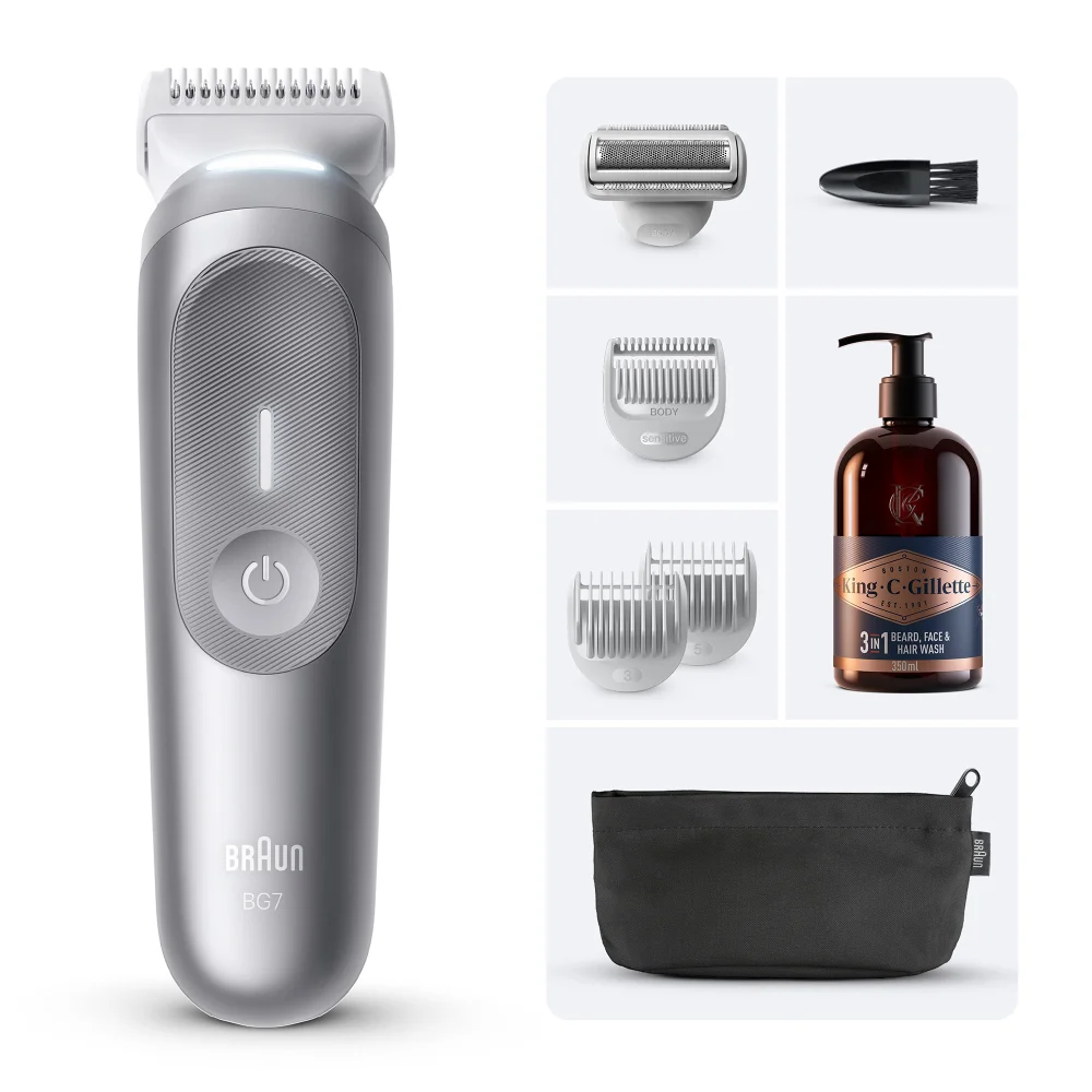 Braun Bundle: Body Groomer 7 BG7550 & King C. Gillette Beard Care Image 1