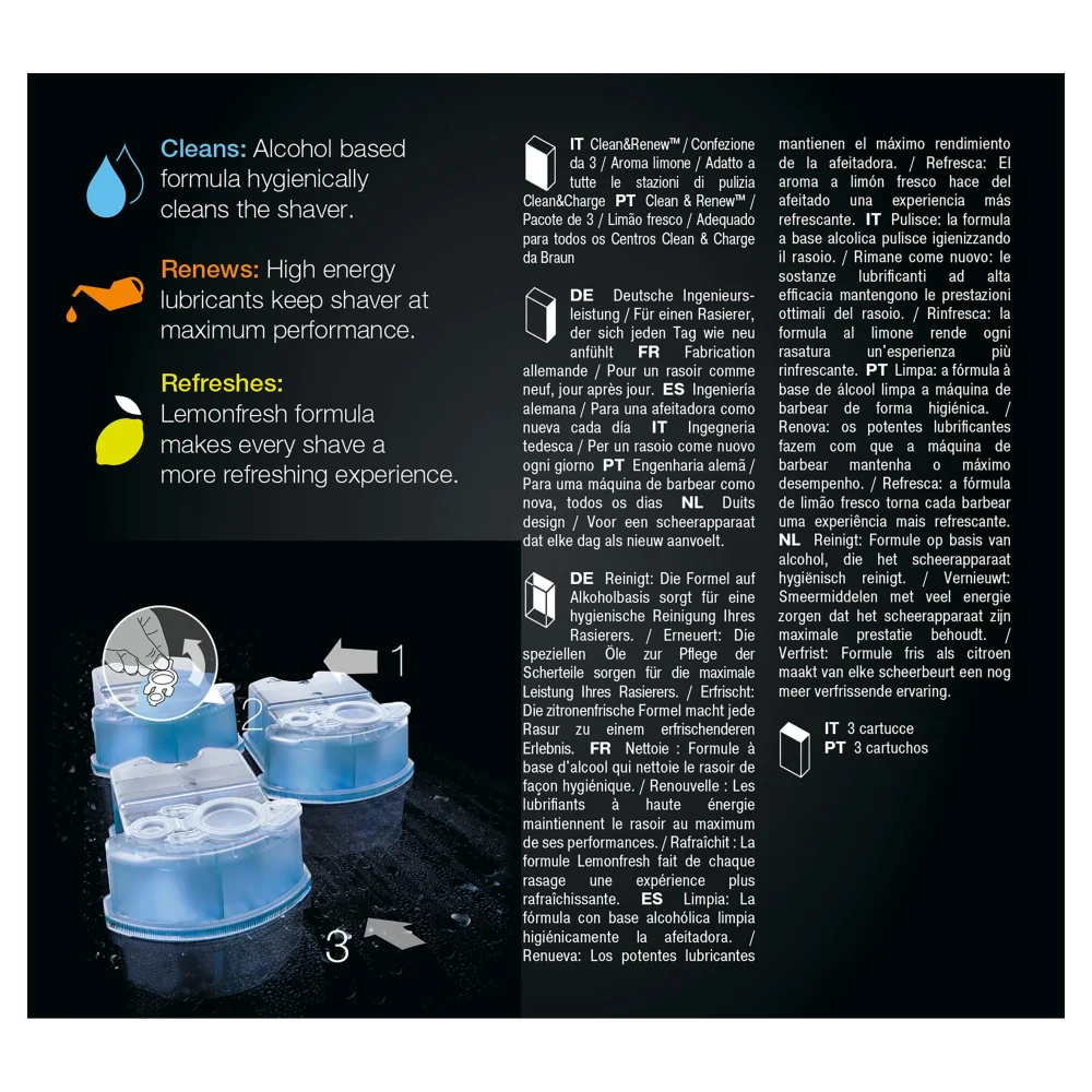 Braun 3in1 ShaverCare Cleaning Cartridges, 12 Pack