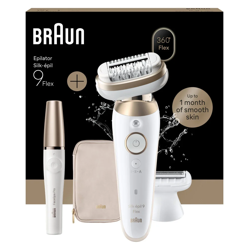 Product packaging of Braun Bundle: Epilator Model 9-041 3D and Facial Epilator 921
