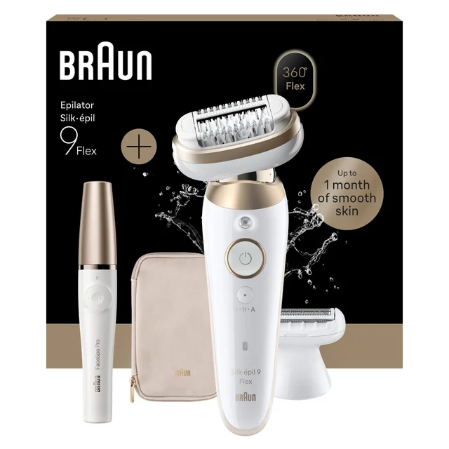 Product packaging of Braun Bundle: Epilator Model 9-041 3D and Facial Epilator 921