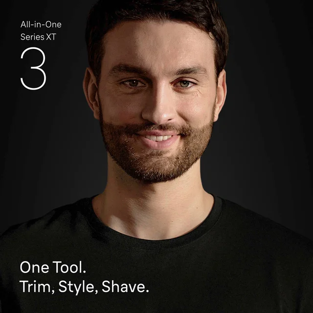 Braun Series XT 3 promoted as 'One Tool' to trim, style, and shave.