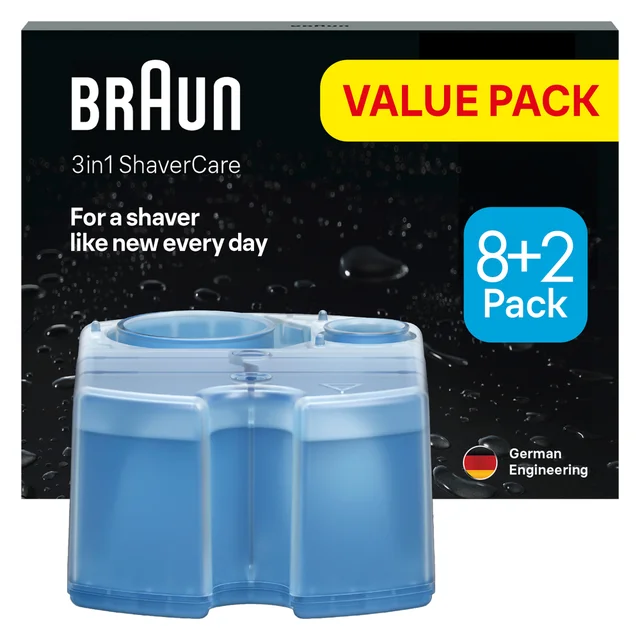 Braun 3in1 ShaverCare Cleaning Cartridges, Value Pack 8+2