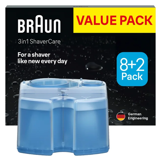 Braun 3in1 ShaverCare Cleaning Cartridges, Value Pack 8+2