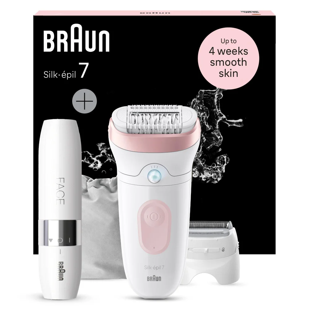 Product packaging of Braun Bundle: Epilator Model 7-030 and Face Trimmer