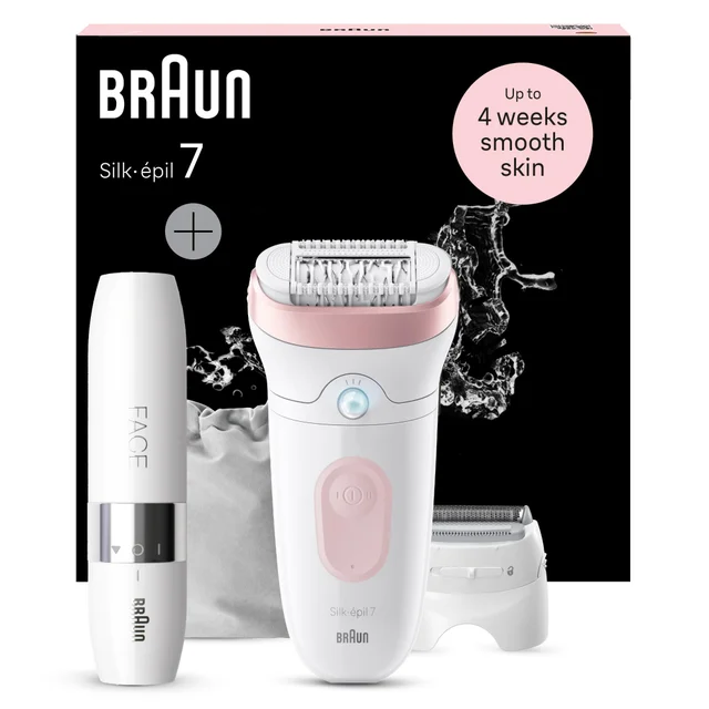 Product packaging of Braun Bundle: Epilator Model 7-030 and Face Trimmer