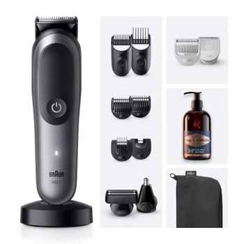 Braun Bundle: All-in-One Trimmer 7 AIO7560 & King C. Gillette Beard Care