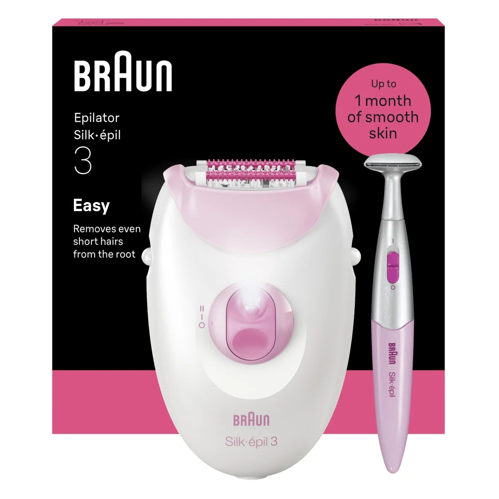 Product packaging of Braun Facial Epilator Model SE3- 202