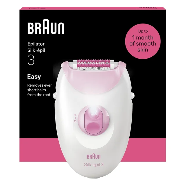 Product packaging of Braun Facial Epilator Model SE3- 000