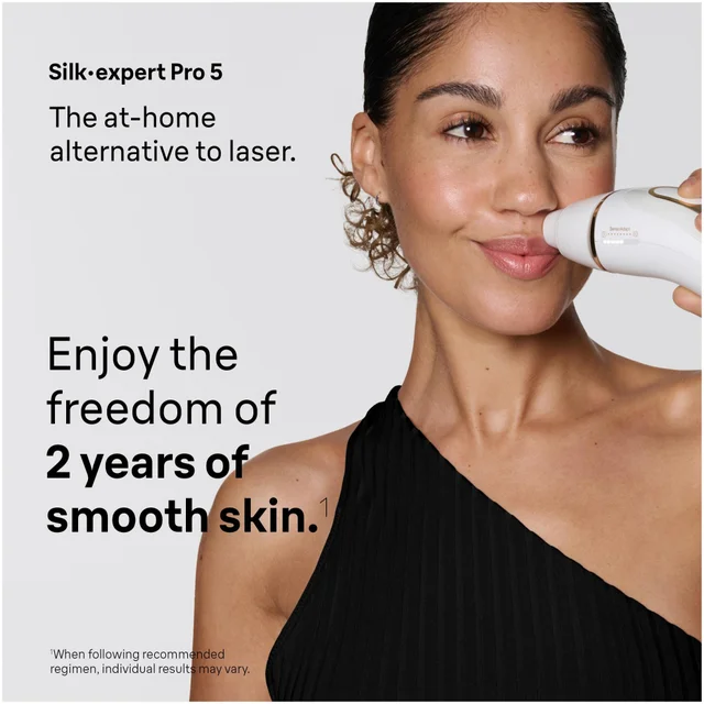 Illustrating Braun Silk-expert Pro 5 IPL for 2 years smooth skin, at-home laser alternative.