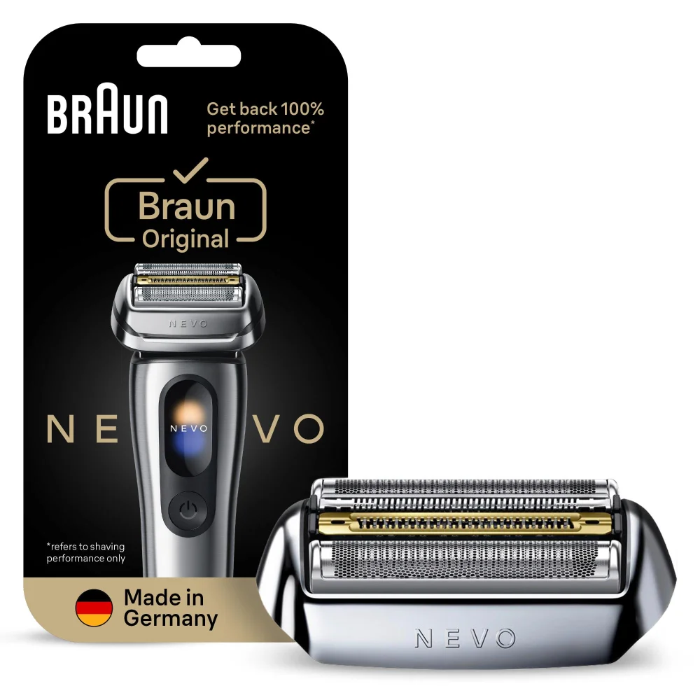 Image of Braun NEVO-S SILV Replacement Head showing device and outer packaging