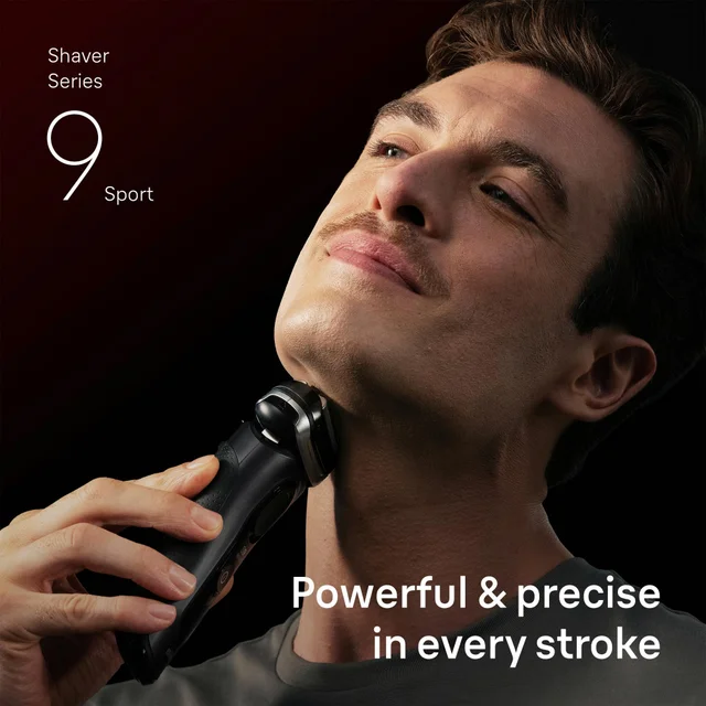 Man shaving his beard with Series 9 Sport edition