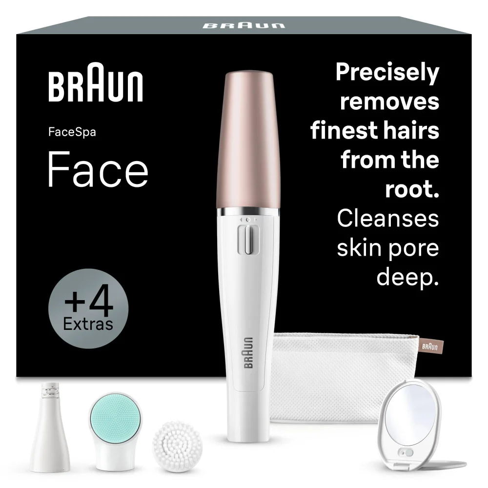 Image of Braun FaceSpa SE 851V SBX showing device and outer packaging
