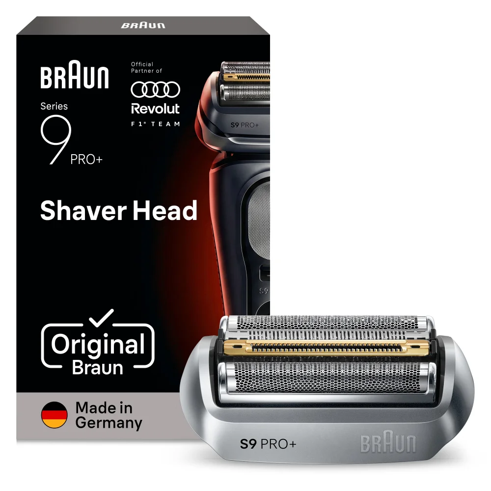 Achieve perfect closeness and skin protection with Braun Series 9 Pro+ electric shaver, as demonstrated by a man shaving his neck.