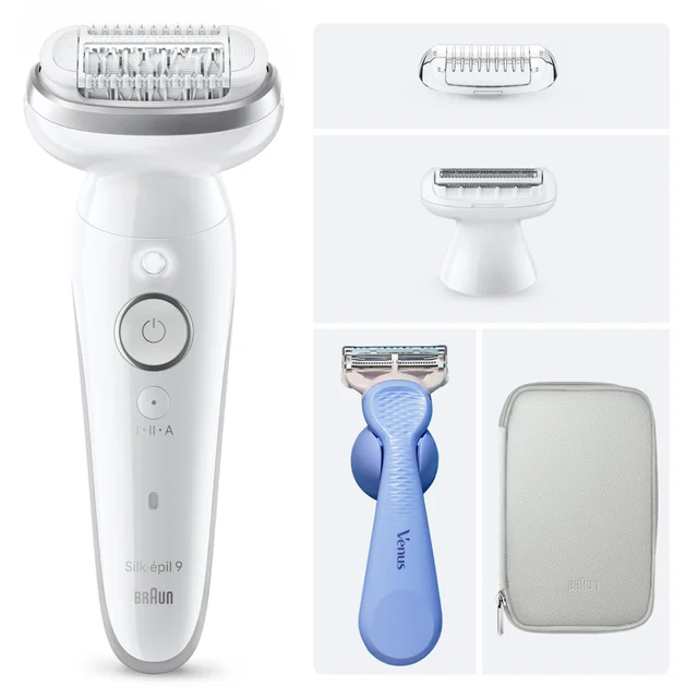 Braun Bundle: Silk épil Series 9 9-030 Epilator & Gillette Venus Pubic Hair & Skin Razor