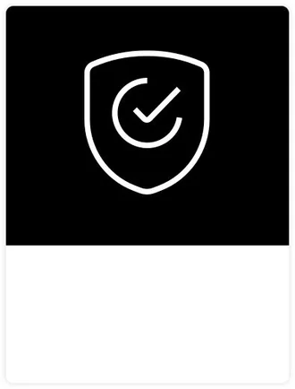 Up to 5 years warranty - black box with white shield and tick inside it