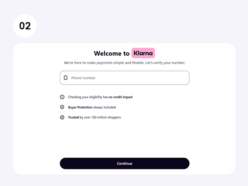 Demonstration of the customer journey during the site redirect from Klarna