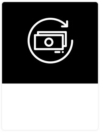 money back guarantee - black box with white money and return arrow