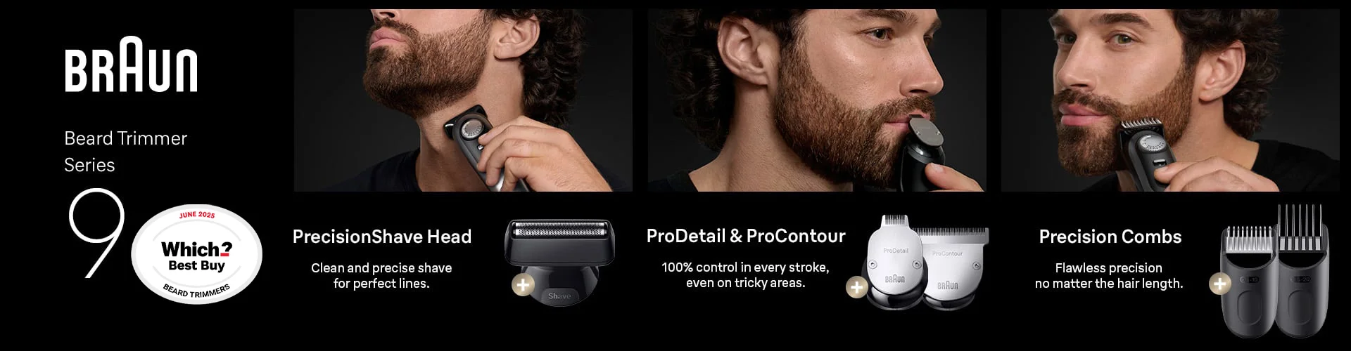 Man trimming beard with Braun Beard Trimmer Series 9. Which Best Buy Beard Trimmers July 2025. For ultimate precision