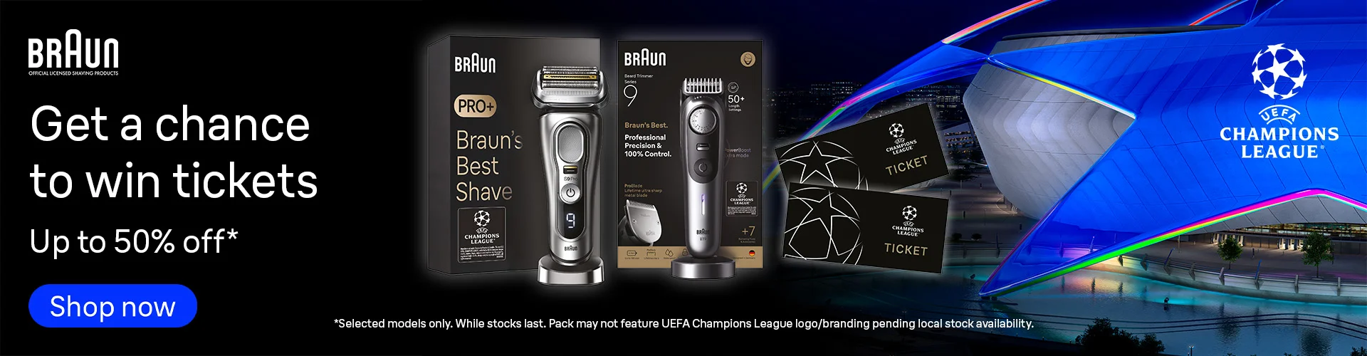 Get a chance to win UEFA Champion league tickets up to 50% off shop now