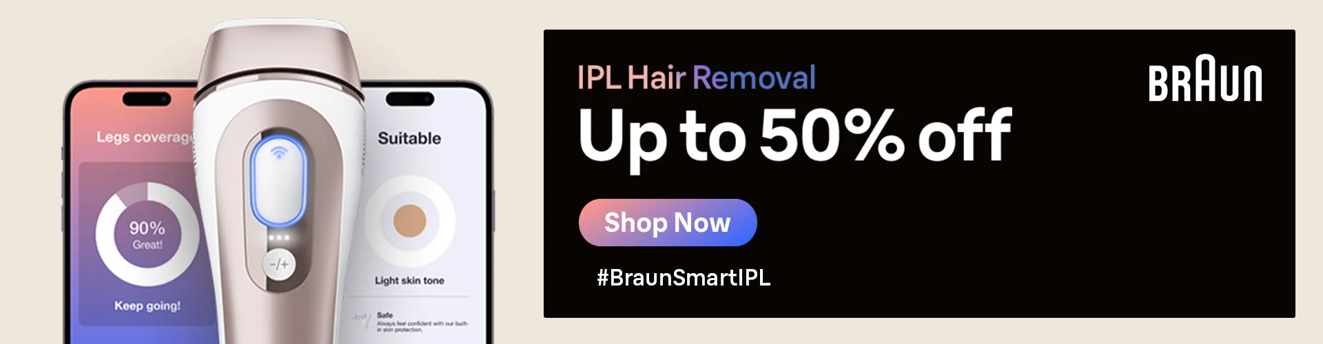 IPL hair removal up to 50% off - promotional image