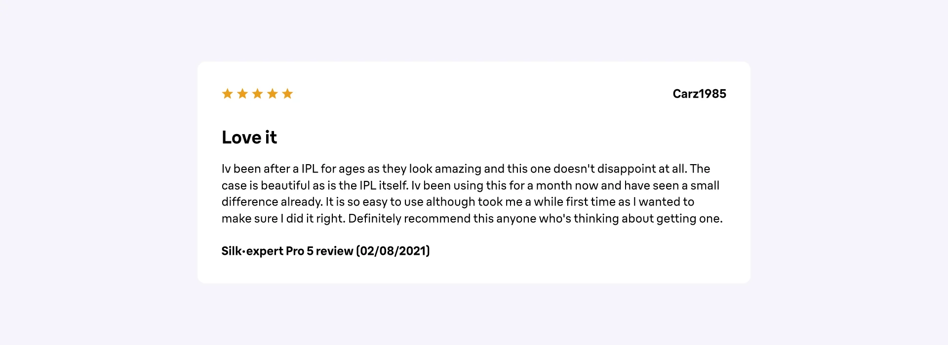 Love it - image of customer review