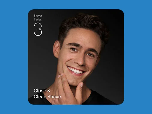 Clean shaven young man. Braun Series 3 for a close and clean shave.