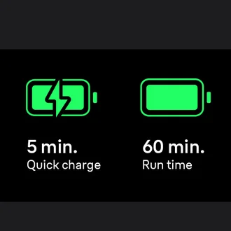 5 min quick charge 60 min run time